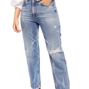 NEW Free People Distressed Vintage Indigo Boyfriend Jeans Size 28